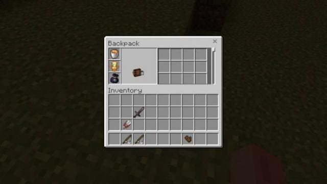 Вещи внутри инвентаря сумки игрока