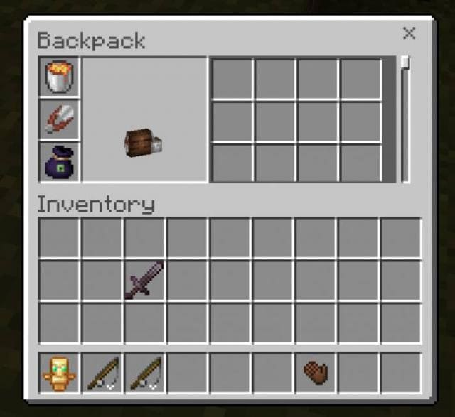 Инвентарь с вещами игрока