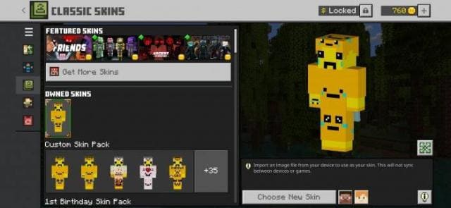 Экран выбора скинов