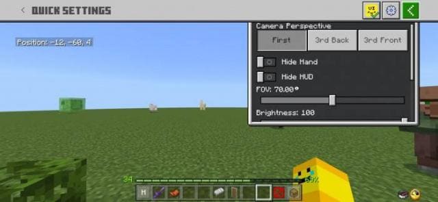 Меню быстрых настроек игры