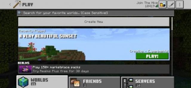 Экран выбора миров