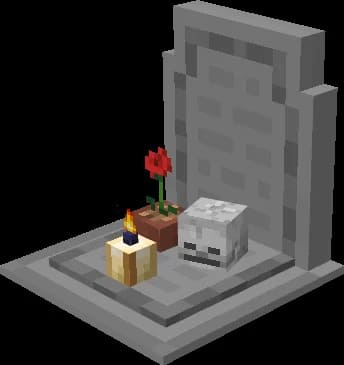 Серое надгробие с головой скелета