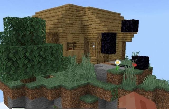 Деревянный домик на парящей земле