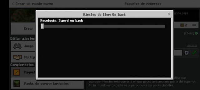 Настройка для предметов на спине