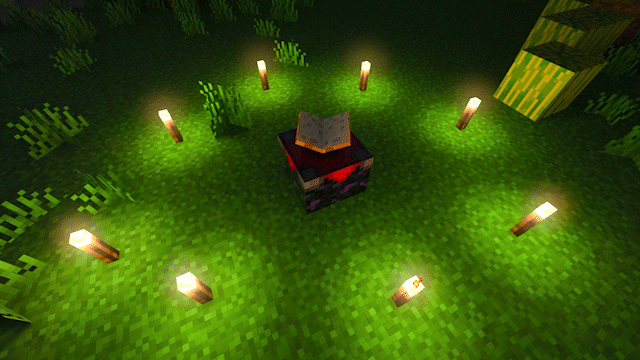 Стол зачарования между факелами