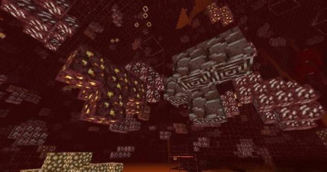 Руда в Нижнем мире с рамками других блоков