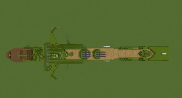 Зеленый воздушный корабль вид сверху