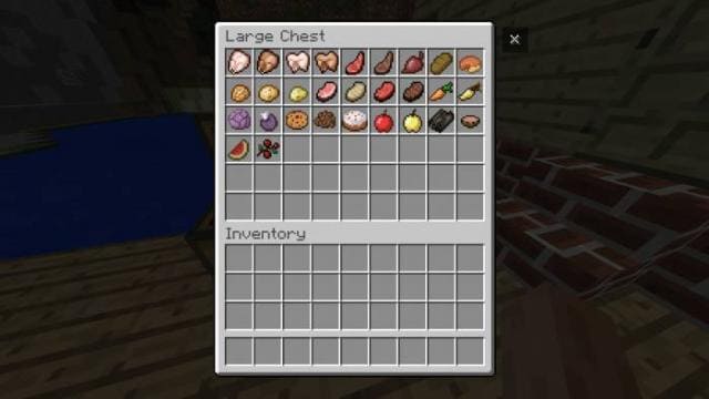 Разные виды продуктов в инвентаре