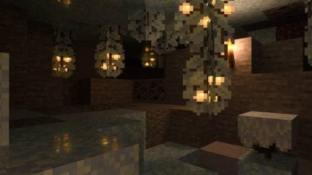 Светящийся лишайник в пещере