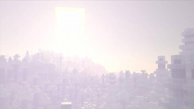 Яркое небо в снежном биоме