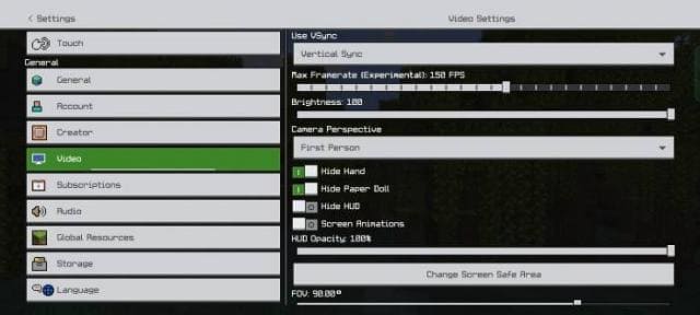 Настройки видео