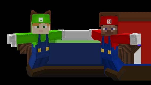 Алекс и Стив в форме Марио и Луиджи