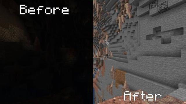 Сравнение освещения в пещере