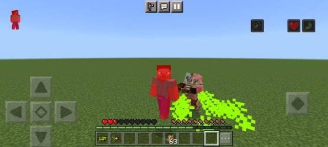 Пиглин атакует игрока