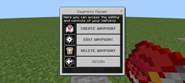 Меню точек телепорта