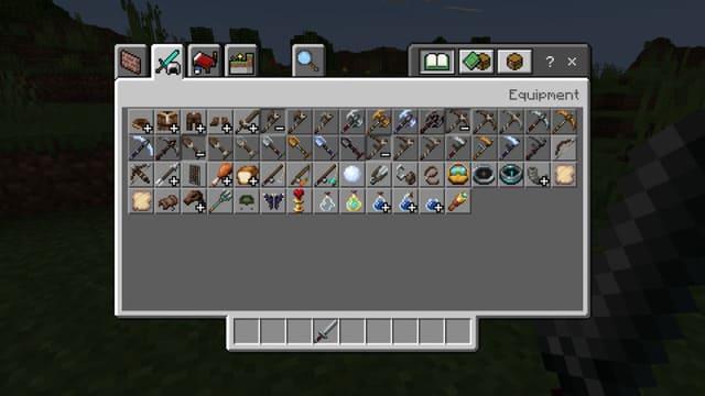 Оружие и броня в инвентаре