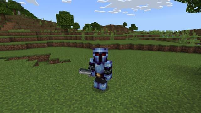 Голубая броня игрока и меч