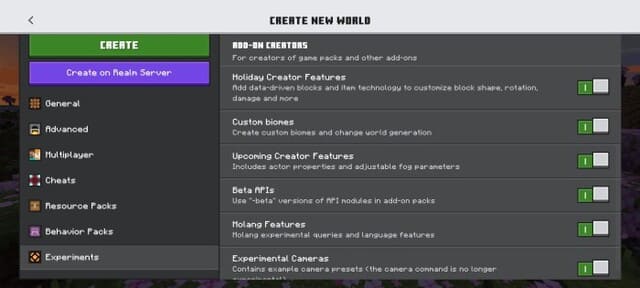 Экспериментальные настройки