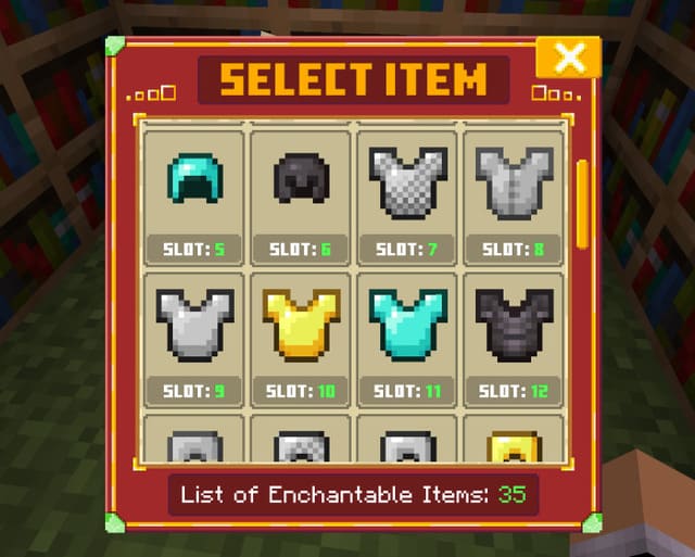 Снаряжение в интерфейсе стола Зачарования