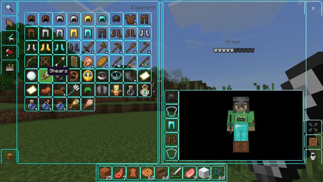 Голубые контуры инвентаря