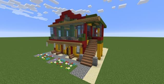 Красочный дом вид спереди