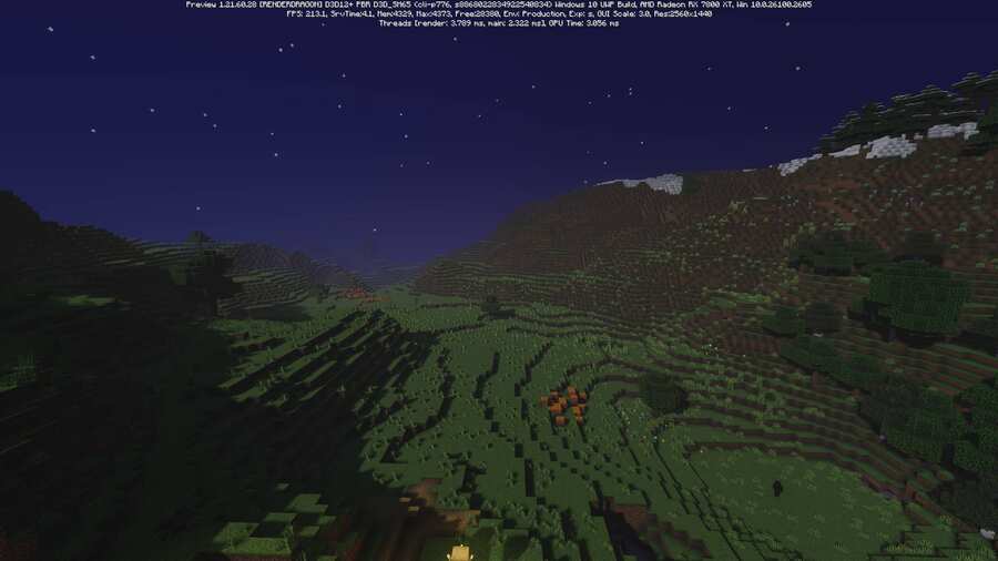 Вид на поляну в ночи