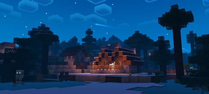 Ночное небо и маленький домик