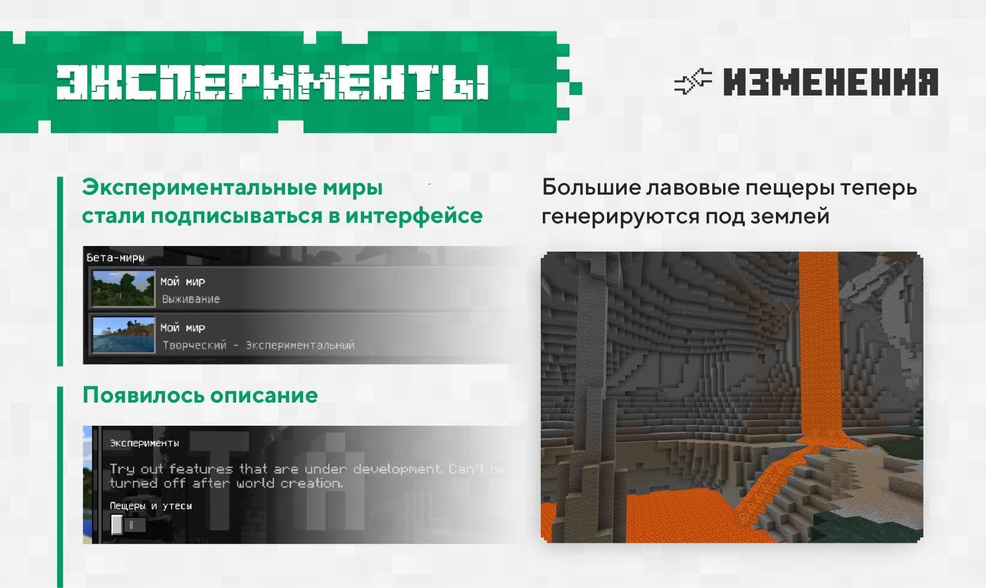 Разработчики внесли 4 экспериментальных изменения.